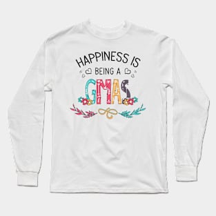 Happiness Is Being A Gmas Wildflowers Valentines Mothers Day Long Sleeve T-Shirt